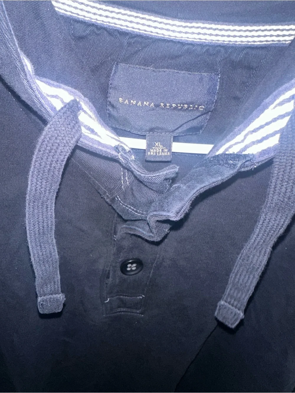 Banana Republic Navy Hooded Henley with Contrast Stitching